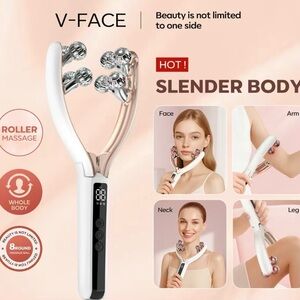 Facial & Scalp Massage Roller - White with Rose Gold Accents